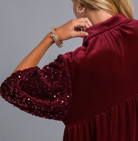 Umgee Burgundy Velvet Tunic Top - Picture 8 of 13